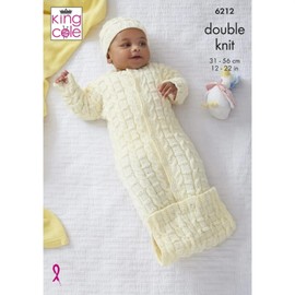 King Cole Baby Double Knit Knitting Pattern Sweater Jacket Sleeping Bag & Hat (6212)
