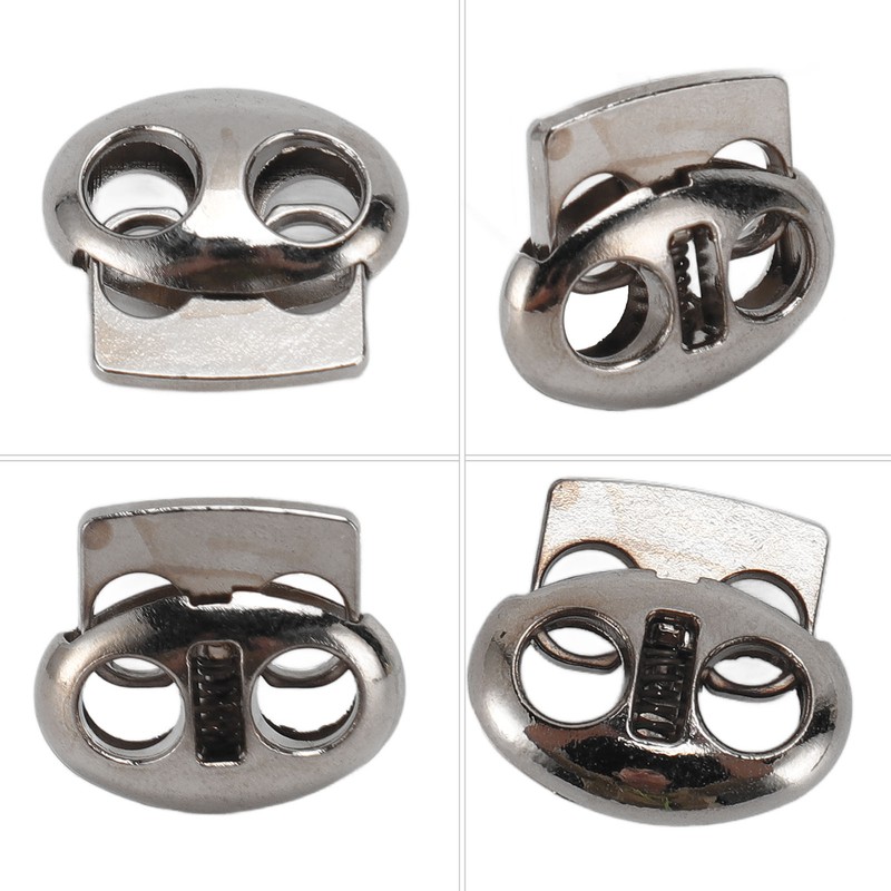 30pcs Metal Cord Lock End Toggle Double Hole Spring Stopper