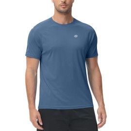 MoFiz UV Shirt Men's Water Swimming Shirt Swimming T-Shirt for Surfing Quick Drying Rash Guard Hiking Functional Shirt, grey / blue