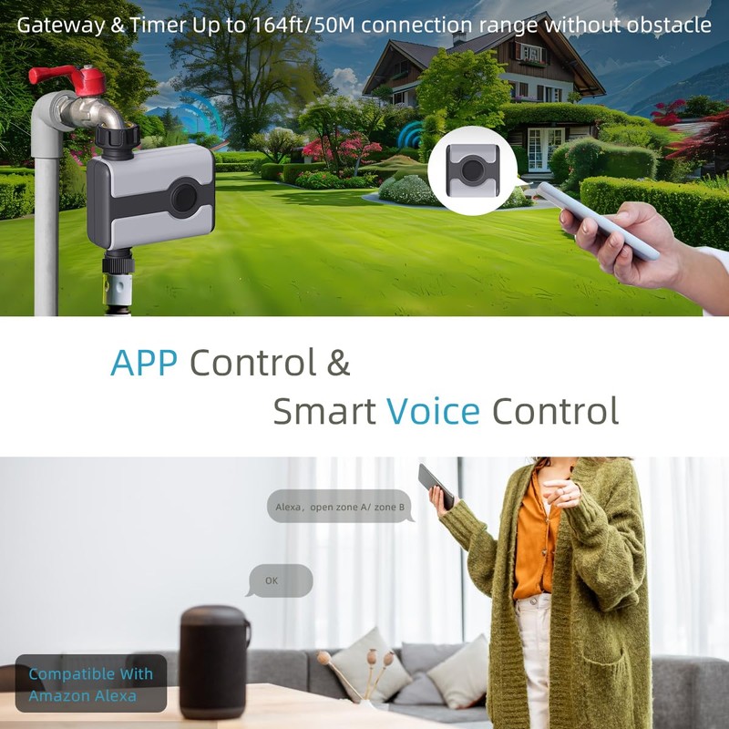 Aqualin WiFi Water Timer Smart Watering Timers for Irrigation with