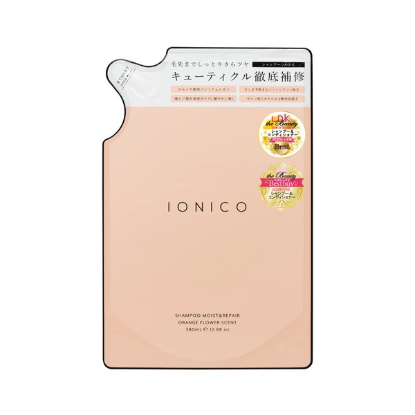 IONICO Premium Ion Damage Care Shampoo (Moist & Repair), Refill, Pink, 12.8 fl oz (380 ml) (x 1)