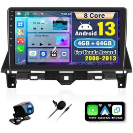 UNITOPSCI 4GB+64GB 8 Core Android 13 Car Radio for Honda Accord 8th 2008-2013 with CarPlay Android Auto, 10 Inch IPS Touchscreen, Bluetooth 5.0/GPS/WiFi, FM/RDS/DSP 32EQ, 59 UI, Backup Camera/SWC/MIC