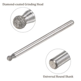 Kozelo 20pcs Diamond Grinding Bit - [3mm Dia 120 Grtis] Ball Head Carving Drill Bits Rotary Tool for Carving Polishing Use | 3mm Round Shank