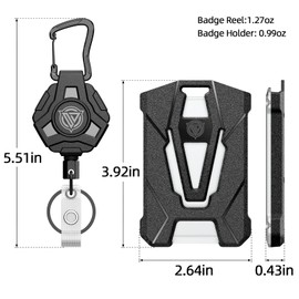 Oaridey Retractable Badge Holders, Heavy Duty Retractable Keychain with Tactical ID Card Holder (Holds 6 Cards) - 31.5” Badge Reel Key Chain