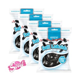 4x Nordthy Salz Lakritz hart Zuckerfrei 65g - auch für Diabetiker