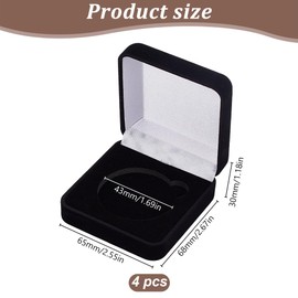 PLIGREAT 4 Pcs Black Velvet Single Coin Holder Display Box Coin Collection Cases Silver Dollar Coin Holder Coin Presentation Display Box Commemorative Coin Collection Supplies Medal Pin Storage Box