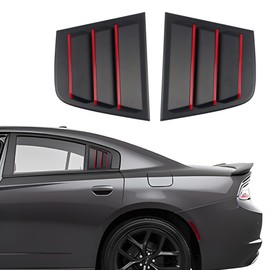 XYHGM for Dodge Charger 2011-2023 Exterior Accessories Sporty Car Rear Side Window Louvers Air Vent Scoop Shades Cover Trim Blinds 2PCS(Black with Red)
