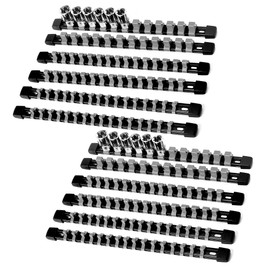 Reniteco Socket Organizer Drive ABS Tools - Grey Socket Holder, Premium Quality 12 Pieces Socket Holders Kit 1/4-Inch x 64 Clips, 3/8-Inch x 60 Clips, 1/2-Inch x 48 Clips（12PC,Grey)