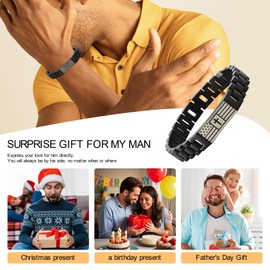 HSM Mens Bracelet with Psalm 23 – Christian Bracelet for Men, Faith & Patriotic Stainless Steel Bracelets for Men, Religious Gift for Husband, Dad, Son – Adjustable Custom Fit