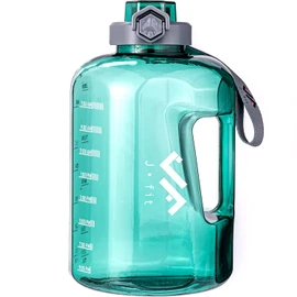 JFIT BPA Free Reusable Sports Water Bottle w/Time Markers, Leakproof Flip-Top Lid & Carry Strap – Durable PETG, 2.28" Wide-Mouth for Ice – Eco-Friendly, Odor-Free & Easy to Clean -Green-73oz