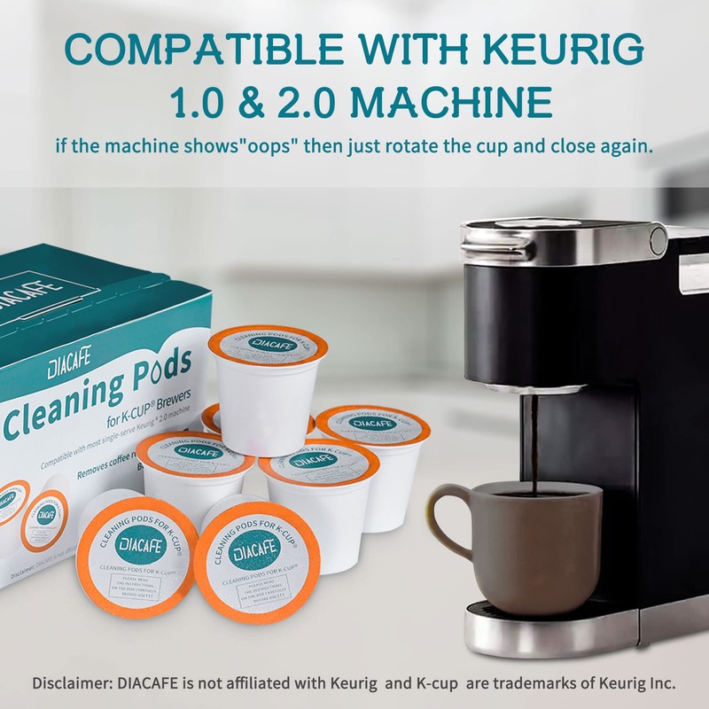 DIACAFE Fit for Keurig Cleaning Pods 10 Pack Descaler for