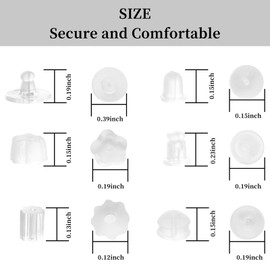 Nkwuire Silicone Earring Backs for Studs, 550 Pcs 6 Styles Clear Soft Earring Backings Hypoallergenic Rubber Plastic Earring Backs Clutch Stoppers Replacement Kits for Fish Hook Earring Studs Hoops