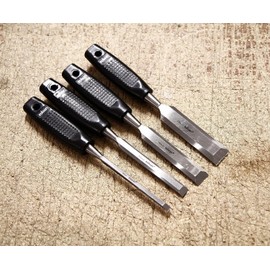 Hochste Wood Chisel Set Window Scraper, Woodworking Carving Carpentry Split Edge Hand Tools Black 4 Pack Set