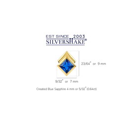 Silvershake 4MM Created Blue Sapphire 14K Yellow Gold Plated 925 Sterling Silver Minimalist Square Geometric Stud Post Earrings September Gemstone Birthstone Jewelry for Women, Sterling Silver 14K