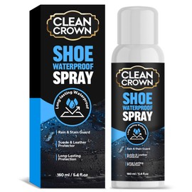 CleanCrown Shoes Protector Spray (5.4 Fl Oz), Suede & Leather Protector Spray, Waterproofing & Stain Guard for Shoes, Boots, Bags & Upholstery, Long-Lasting Water Repellent Spray