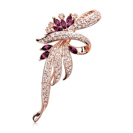 RLHRNDE Crystal Flower Brooch Pin for Women Girls Vintage Exquisite Rhinestone Brooch Flower Leaf Bouquet Clusters Large Big Brooch Pin Bride Engagement Wedding Jewelry Gifts (Gold)