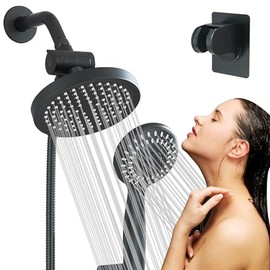 Combo de 6'' regaderas para baño alta presion de Lluvia Regadera Telefono con 5 Modos Regadera de Mano, con manguera de 1,5 metros y cabezal giratorio