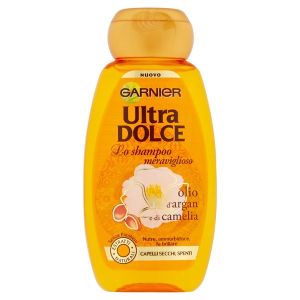 Garnier: "Ultra Dolce" ("Super Sweet") Shampoo with Argan Oil and Camellia 250ml 8.45fl.oz [ Italian Import ]