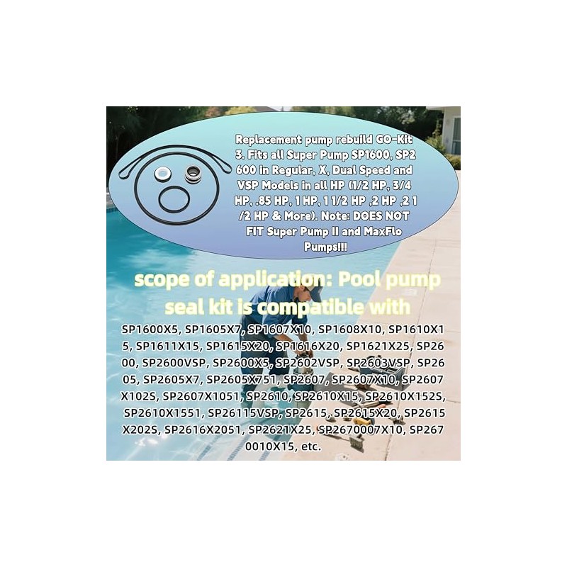 Super Pump Seal Replacement for Hayward Go Kit 3. All