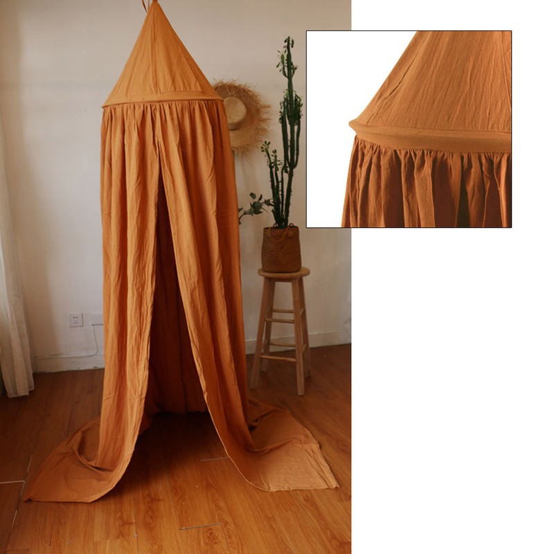 Brown Canopy Sheer Bedframe Mosquito Net Round Canopy House Decoration