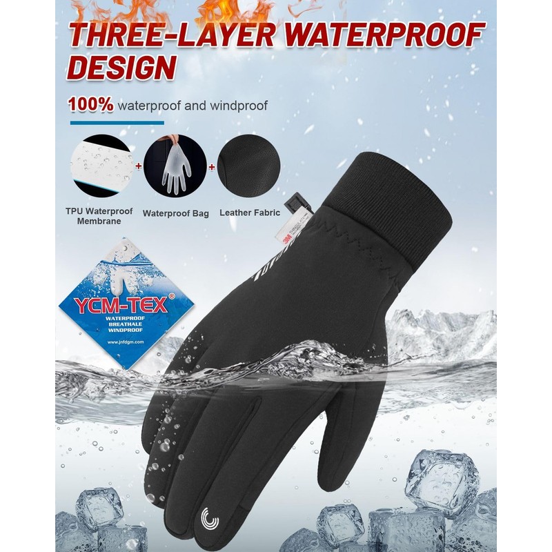 RIGWARL Winter Gloves Completely Waterproof Gloves Ski Warm Gloves