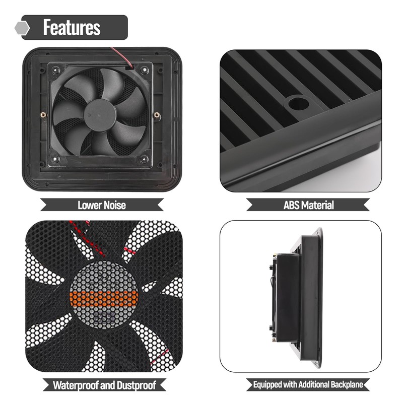 AUTOXBERT RV Exhaust Vent Fan, 2.4W 12V One-Way Silent Wind