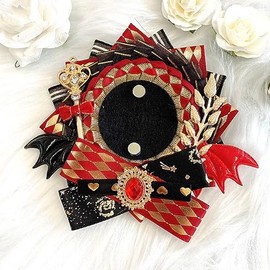 G trigger Can Badge Rosette with Feather Rosette Devil 2.2 inches (57 mm) / 2.3 inches (58 mm) Pain Bag Decoration Handmade Rosette Ribbon Red Red