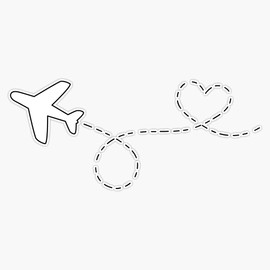 STG Trading Airplane Heart Loop Vinyl Bumper Sticker Decal Waterproof 5"