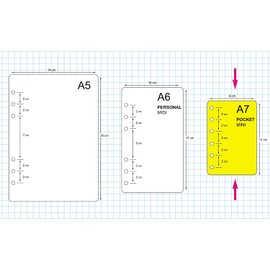 Refill Pack Weekly Calendar Format A7 Pocket 8 x 12 cm for Diary with 6 Rings