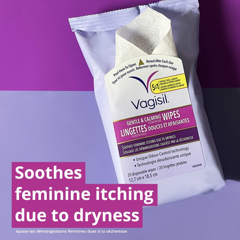 Vagisil Wipes, Anti-Itch Feminine Vaginal Wipes, Gentle and Calming for