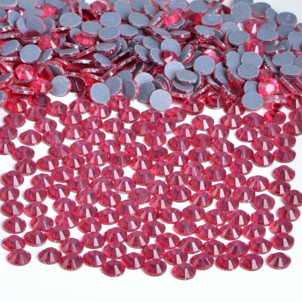 Bymitel Hot Fix Glass Flatback Rhinestones HotFix Round Crystal Gems
