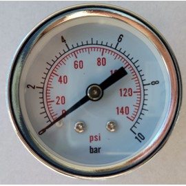 Pressure Gauge for Domestic Waterworks Pressure Indicator 0-10 Bar Display Metal Housing Chrome-Plated Connection 1/4 Male Thread