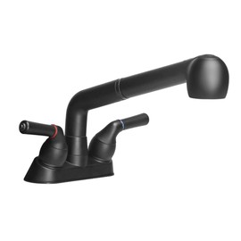 Utility Sink Faucet, Laundry Room Faucet with Pull Out Sprayer, Laundry Tub ABS Plastic Faucet, 4 Inch Centerset 3 Holes Installation Non-Metallic, Matte Black