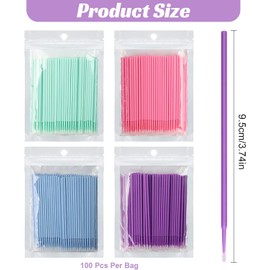 Microcepillo aplicador: 400 pinceles de extensión de pestañas, micro cepillo para pestañas de maquillaje, limpieza de injerto (4 colores)