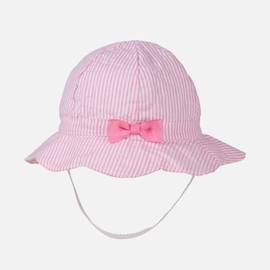 Baby Girl Floppy Sun Hat Breathable Infant Toddler Striped Bow Summer Cotton Cap UPF 50+ Sun Protection