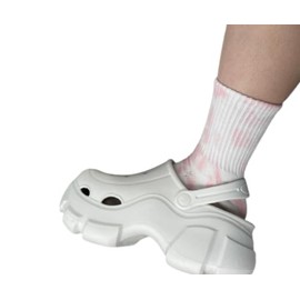 Wigo Socks, Solid, Line, Embroidered Design, Crew Length, Foot Cover, For Women, Adults, Schools, Students, Gift, Present, Spring, Summer, Autumn, Winter, Women's 9.1 - 9.8 inches (23 - 25 cm), Tie