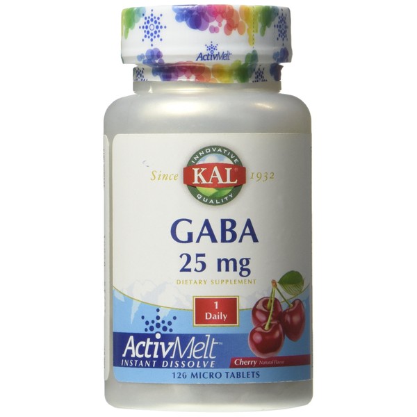 Kal 25 Mg GABA Cherry Tablets, 120 Count