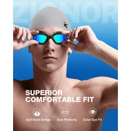 ZIONOR G1 Lite Swim Goggles with Swim Cap Comfortable Anti-fog Swimming Goggles Set for Adult Men Women