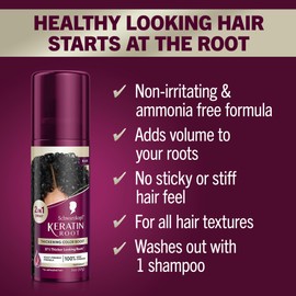 Schwarzkopf Keratin Color Root Temporary Hair Color Spray, Black - Salon Inspired Temporary Hair Dye, for up 100% Gray Coverage and Thicker looking roots, Ammonia free