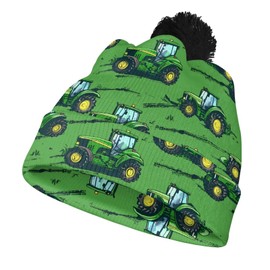 Uorisanigo Beanies for Kids Green Truck Boys Winter Hats for Kids Ages 4-8 Car Pattern Warm Knit Winter Hat Boys Beanie