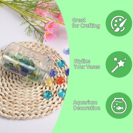 Yzpklhw 500 g / approx. 115 pieces of colourful glass pebbles for children, glass stones, decorative stones for vases, mosaic stones for crafts, tokens, mosaic stones