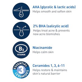 CeraVe Salicylic Acid Acne Treatment with Glycolic Acid and Lactic Acid | AHA/BHA Acne Gel for Face to Control and Clear Breakouts |1.35 Ounce