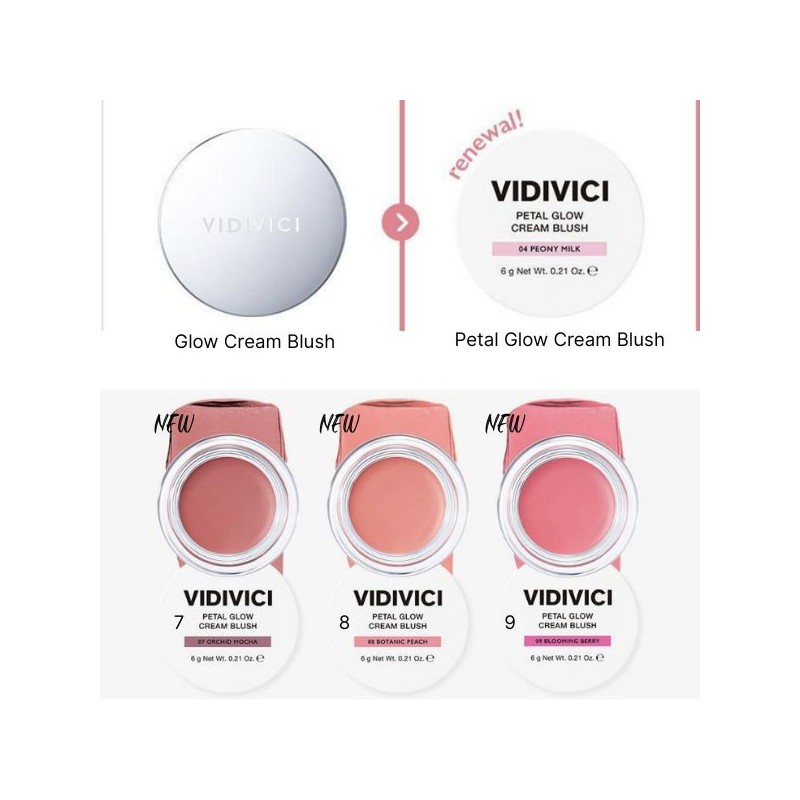 VIDIVICI Petal Glow Cream Blush/Illumination 6g, Color:04 Peony Milk