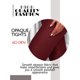 Charm and Attitude Soft Burgundy Tights for Women | Warm Pantyhose Stockings | Opaque Hosiery Nylons - Burgundy, L