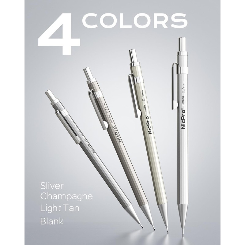 Nicpro 8 Pack 0.5mm & 0.7mm Metal Mechanical Pencil Set,