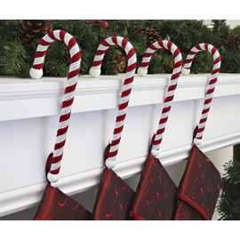 Haute Decor Candy Cane Stocking Holder (Large Classic 4-Pack)