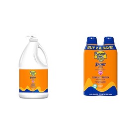 Banana Boat Sport Ultra SPF 50 Sunscreen 128oz Lotion & Twin 6oz Spray Pack | Oxybenzone Free Sun Protection