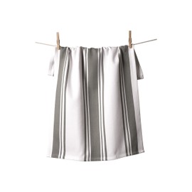 KAF Home Center Band Kitchen Towel, 100% Cotton, Super Absorbent, Oversized at 20" x 30", White with Pewter Stripes