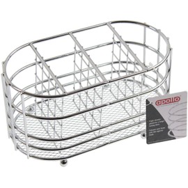 apollo THE HOUSEWARES BRAND Cutlery Caddy Oval, Organiser for Cutlery and Utensils, Kitchen Storage, Size: 20x10x10.7cm, Chrome