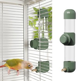 Dispensador de agua para pájaros de 9.4 onzas líquidas, sin ensuciar, comedero automático para loros con válvula de resorte, bebedero de agua de jaula transparente para periquitos, cacatúas
